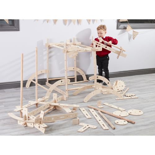 STEM Engineering Construction Set | 90+ Houten Onderdelen